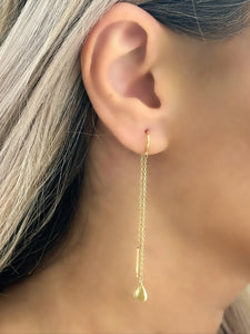 18k Gold Dangled Hanging Chain Earrings