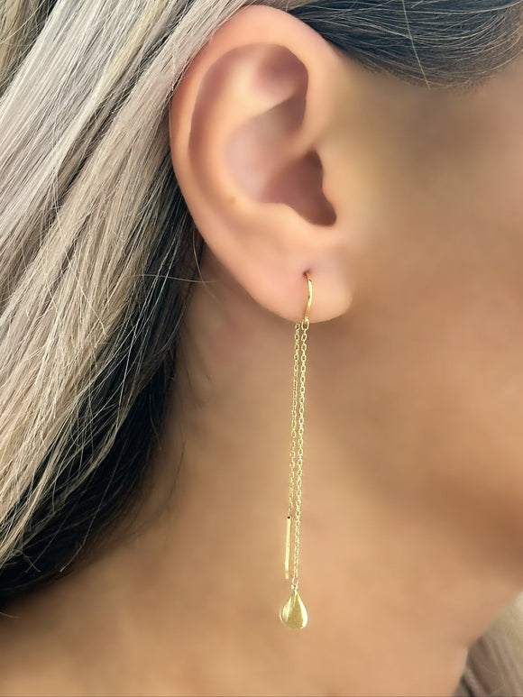 18k Gold Dangled Hanging Chain Earrings