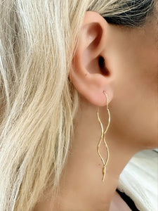 18K Solid Yellow Dangled Earrings