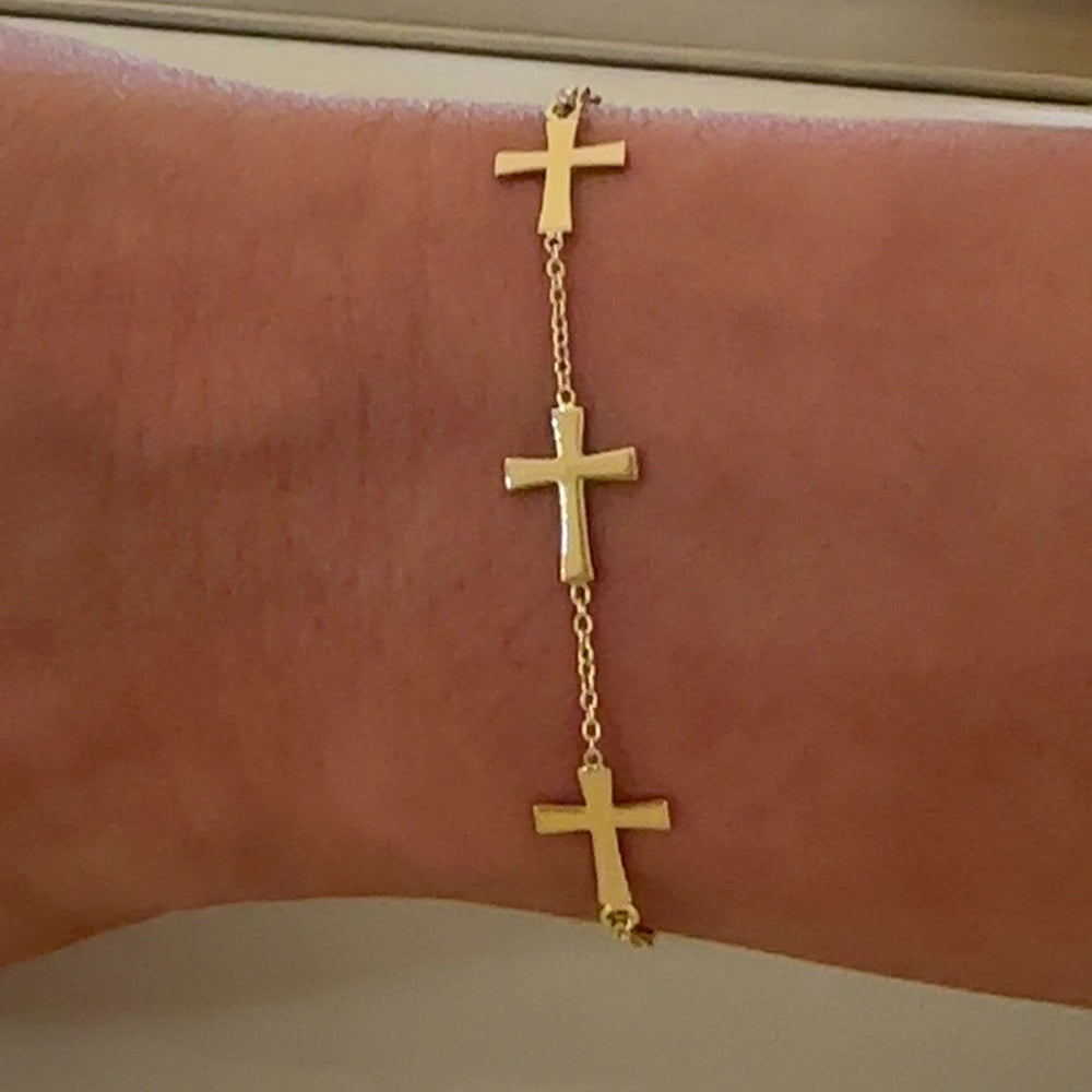 18K Gold cross chain Bracelet