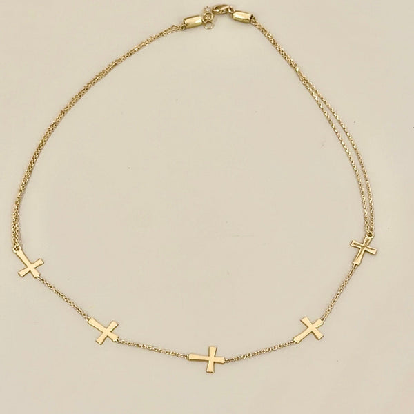 18K Gold Cross Necklace 17+1 inches