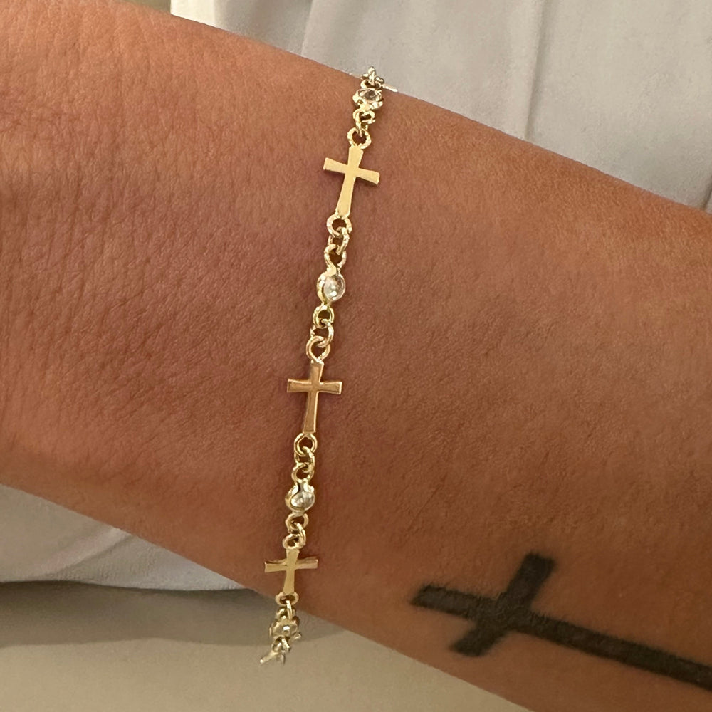 18K Gold cross chain Bracelet