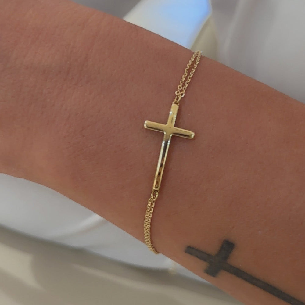 18K Gold cross chain Bracelet