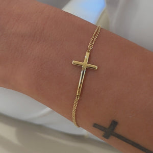 18K Gold cross chain Bracelet