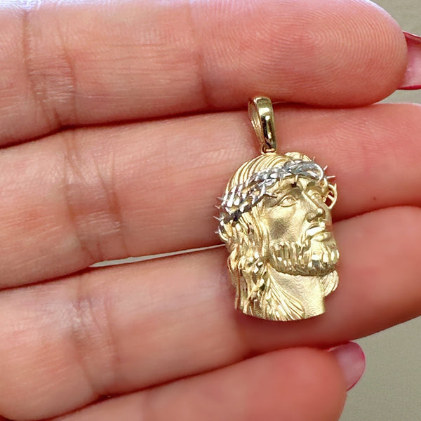 18K Gold Pendant  3D Two Tones Jesus Face