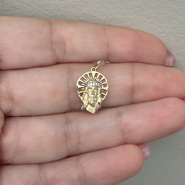 18K Gold Pendant  3D Two Tones Jesus Face (Copy)