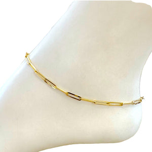 18K Solid Gold  Paperclip CHAIN Anklet