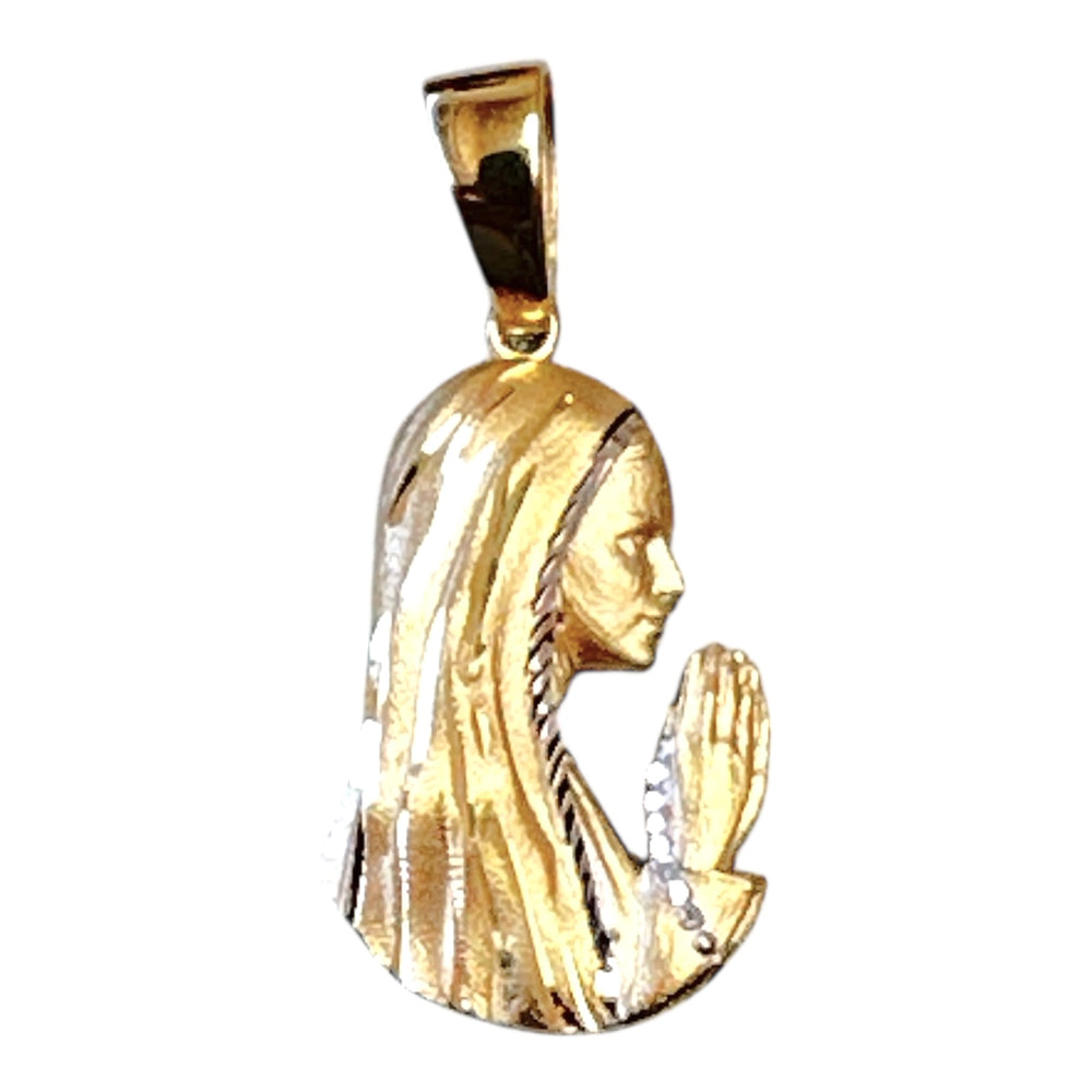18K Gold Pendant  3D Two Tones Mary Icon