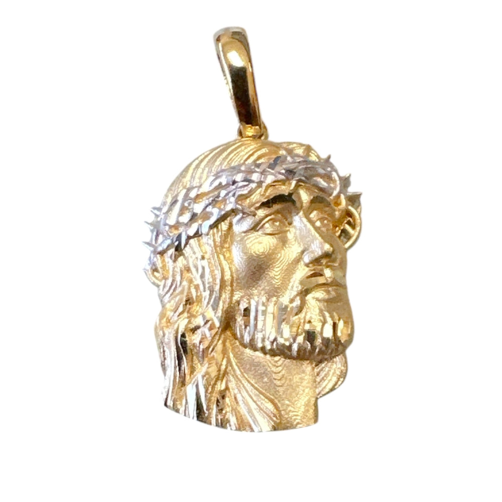 18K Gold Pendant  3D Two Tones Jesus Face
