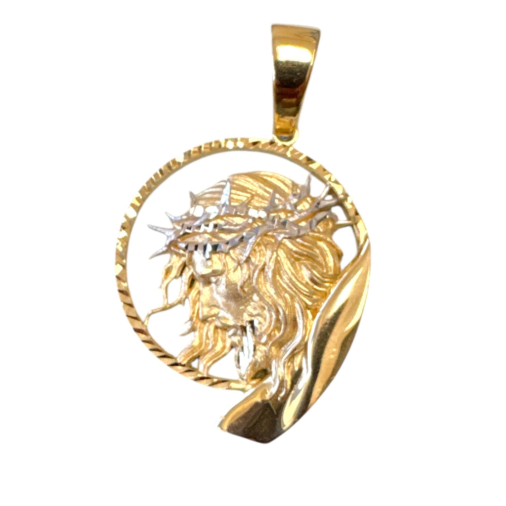 18K Gold Pendant  3D Two Tones Jesus Face