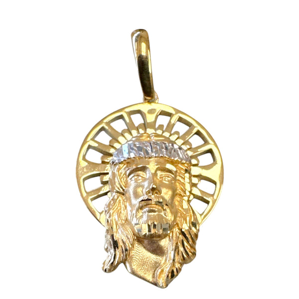 18K Gold Pendant  3D Two Tones Jesus Face