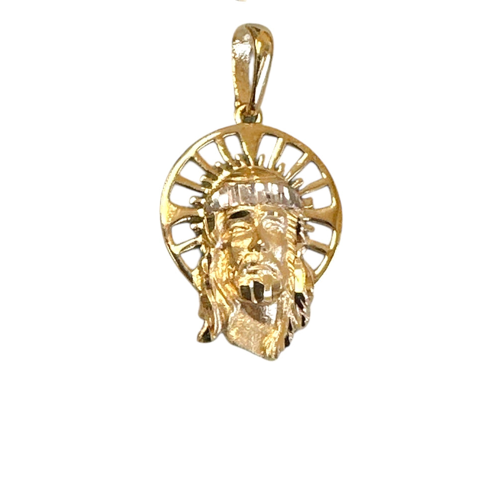 18K Gold Pendant  3D Two Tones Jesus Face (Copy)