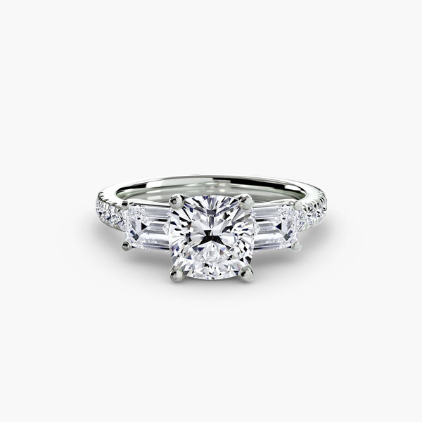 Three-Stone Ring with Pavé Band 4