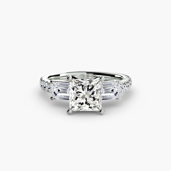 Three-Stone Ring with Pavé Band 4