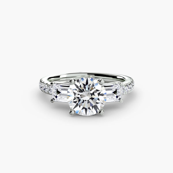 Three-Stone Ring with Pavé Band 4