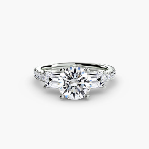 Three-Stone Ring with Pavé Band 4