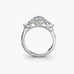 Three-Stone Ring with Halo