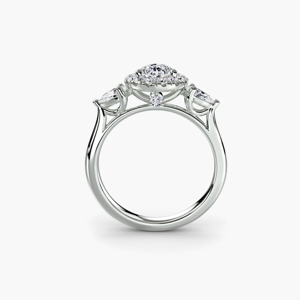 Three-Stone Ring with Halo