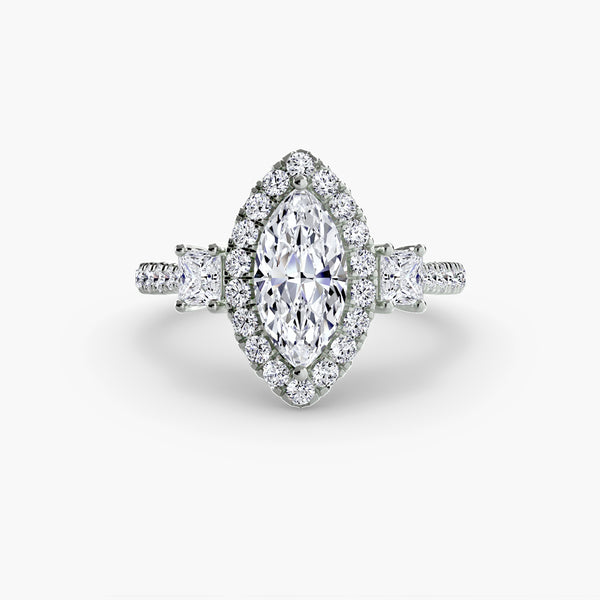 Three-Stone Ring with Halo 2