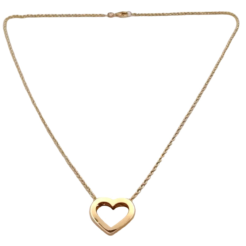 18K Yellow Gold Movable Heart Pendant Necklace