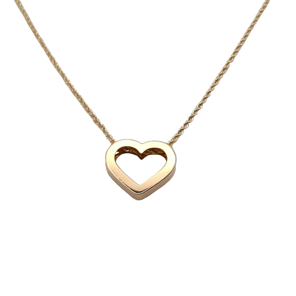 18K Yellow Gold Movable Heart Pendant Necklace