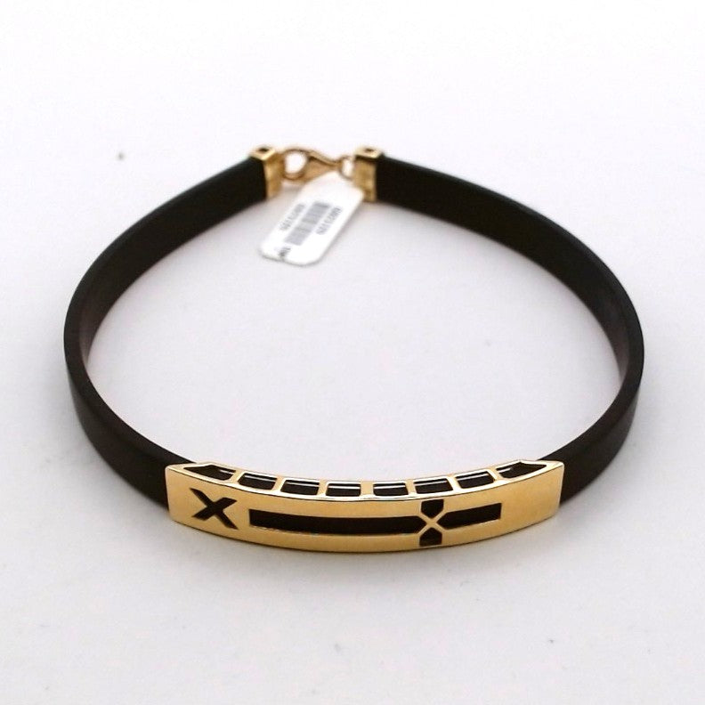 Men 18K Yellow Gold Rubber Bracelet