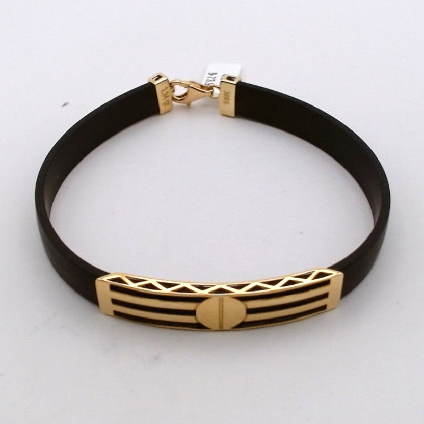 Men 18K Yellow Gold Rubber Bracelet