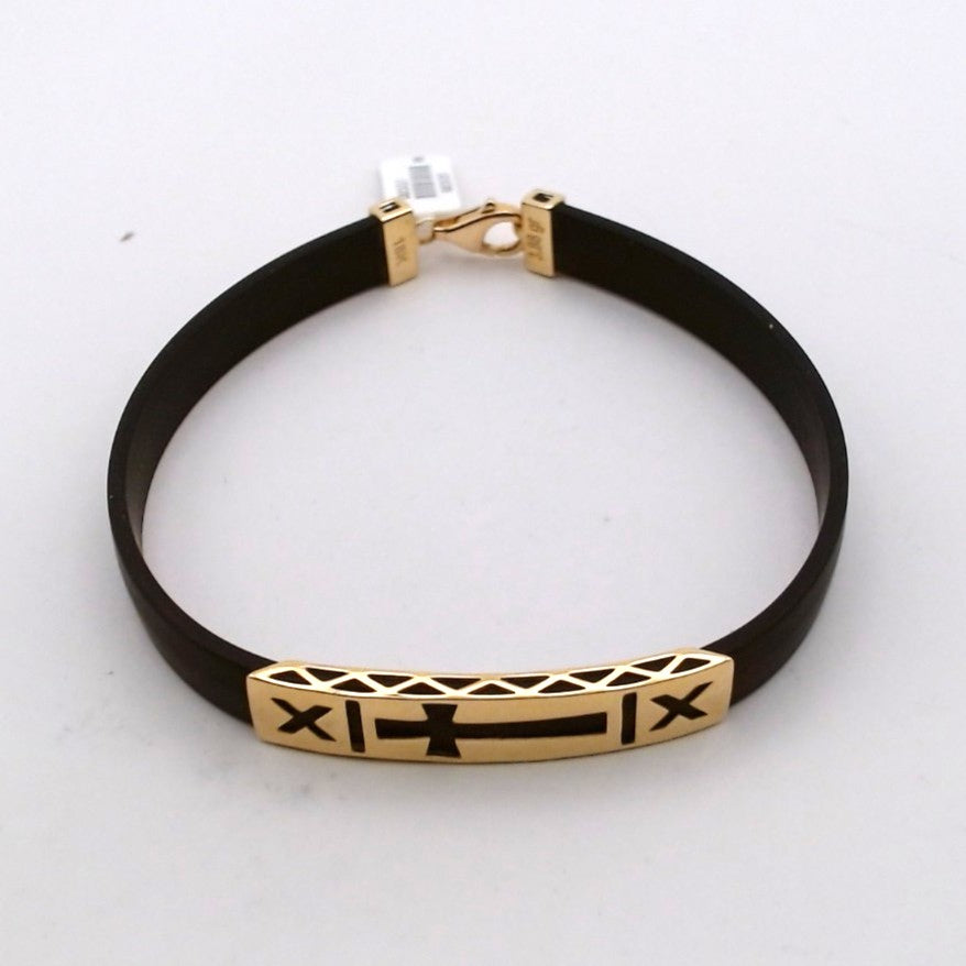 Men 18K Yellow Gold Rubber Bracelet