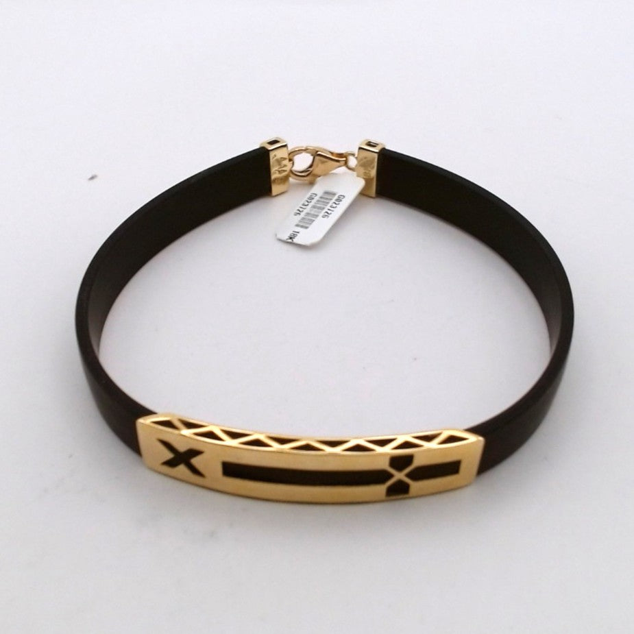 Men 18K Yellow Gold Rubber Bracelet