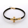 Men 18K Yellow Gold Cross Rubber Bracelet