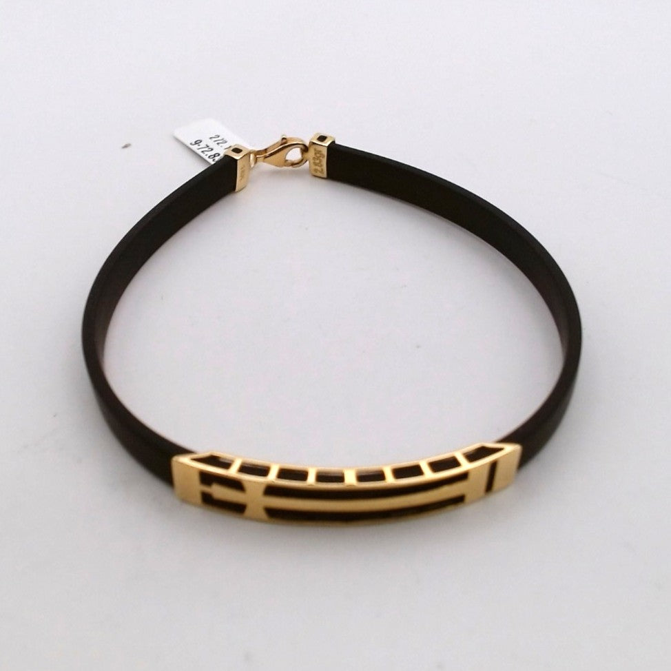 Men 18K Yellow Gold Rubber Bracelet