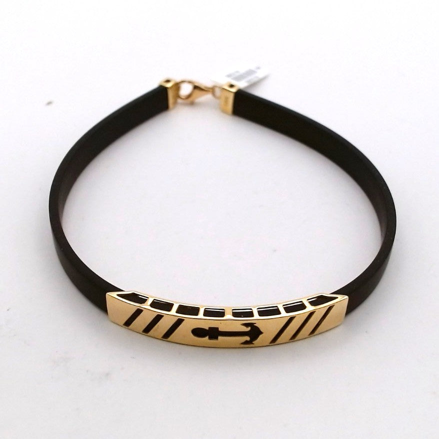 Men 18K Yellow Gold Rubber Bracelet