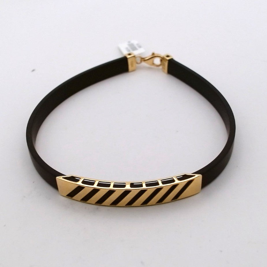 Men 18K Yellow Gold Rubber Bracelet
