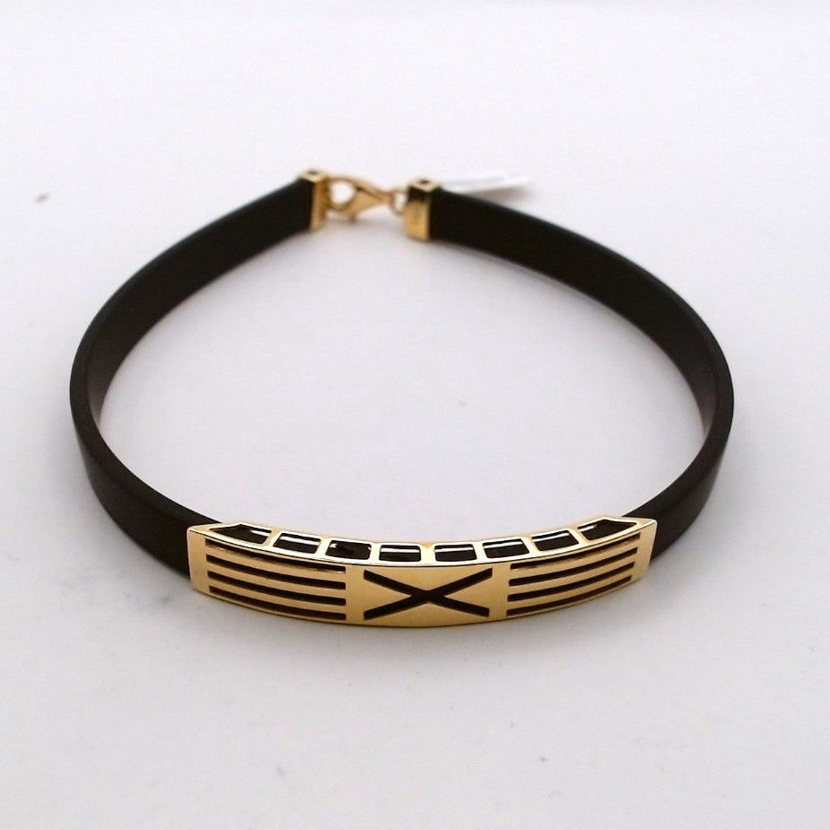 Men 18K Yellow Gold Rubber Bracelet