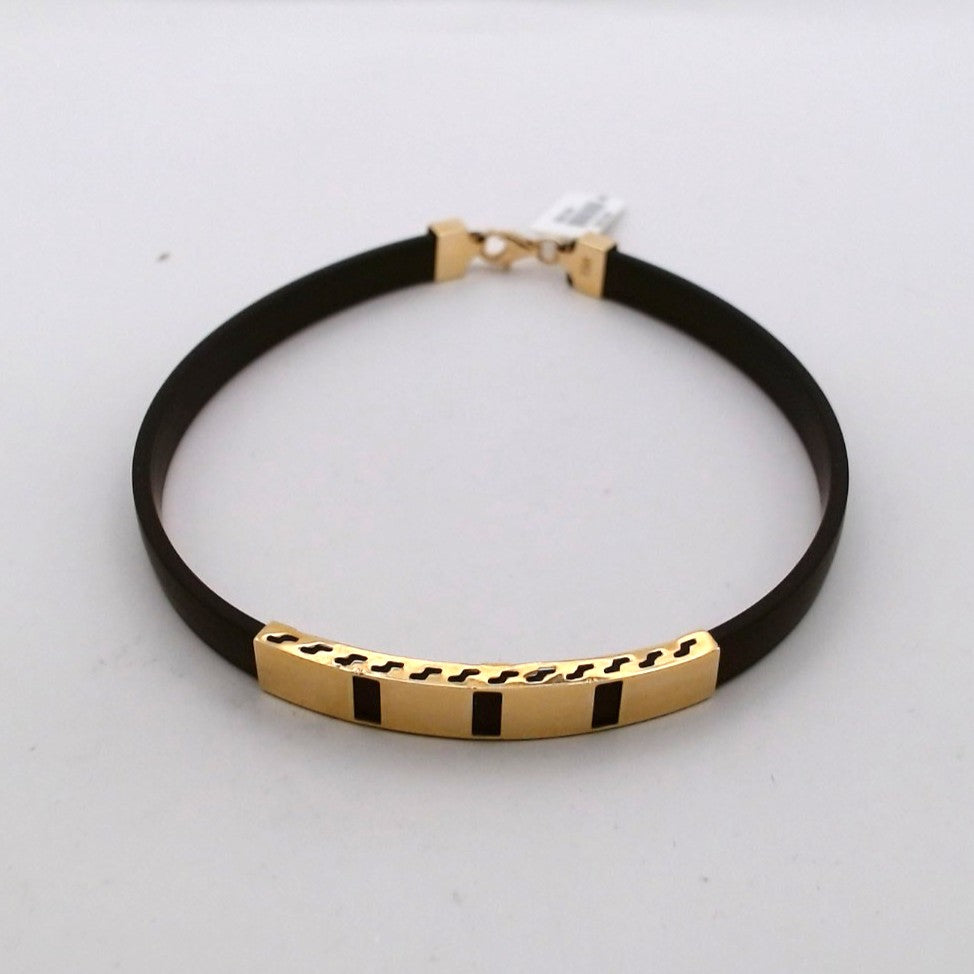 Men 18K Yellow Gold Rubber Bracelet