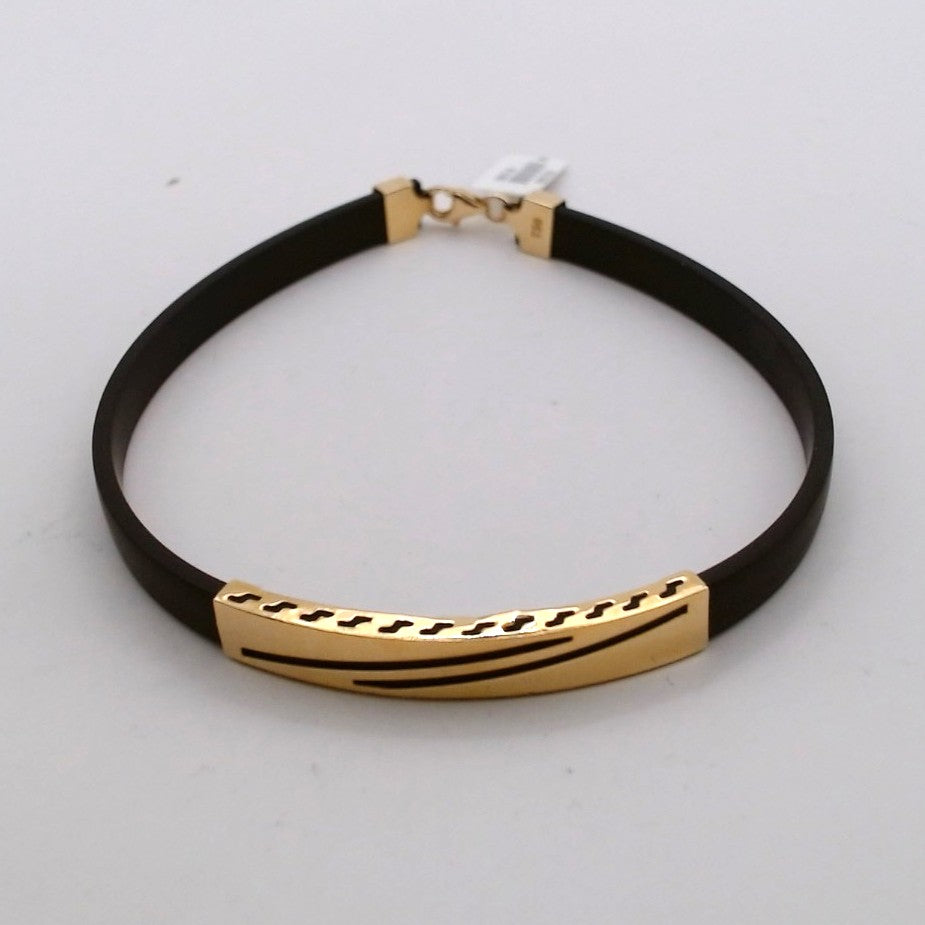 Men 18K Yellow Gold Rubber Bracelet