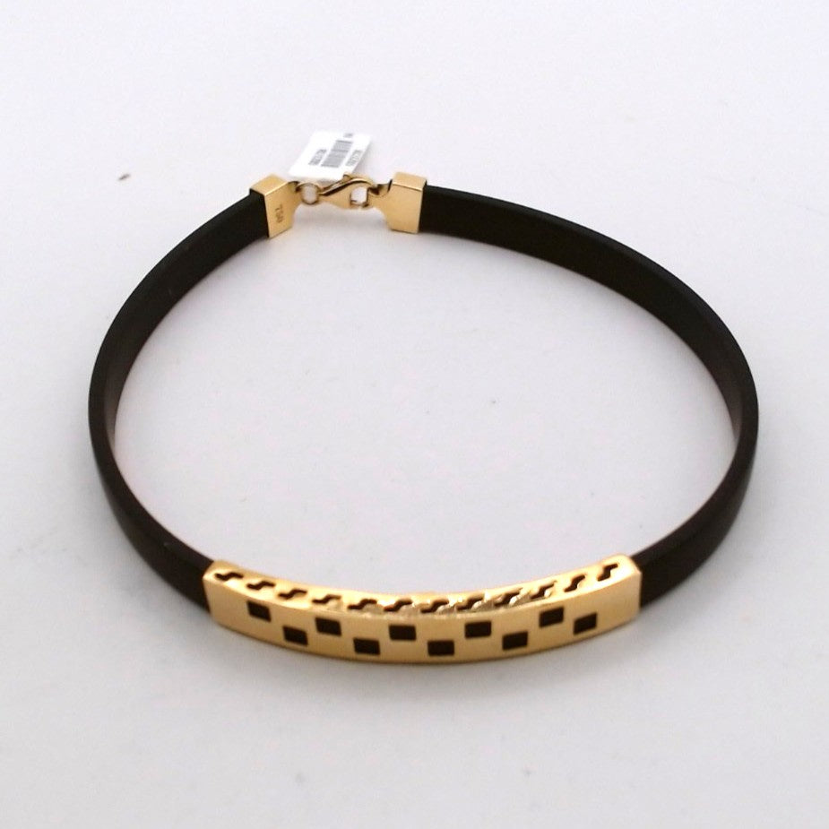 Men 18K Yellow Gold Rubber Bracelet