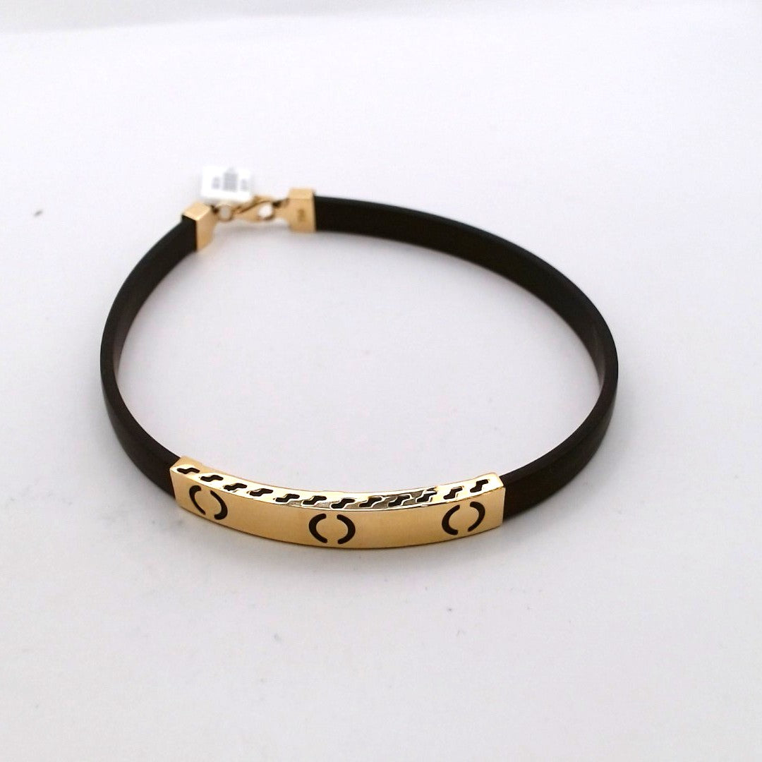 Men 18K Yellow Gold Rubber Bracelet