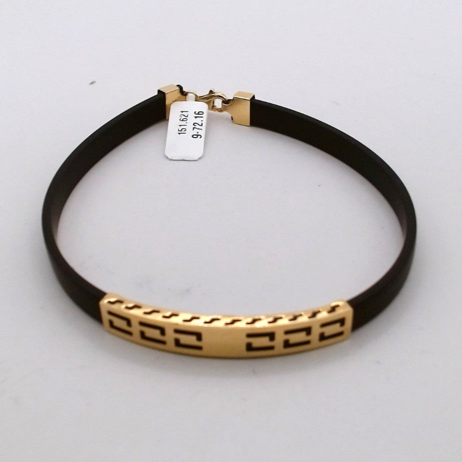 Men 18K Yellow Gold Rubber Bracelet