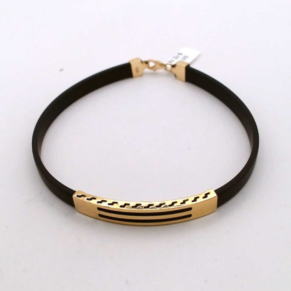 Men 18K Yellow Gold Rubber Bracelet