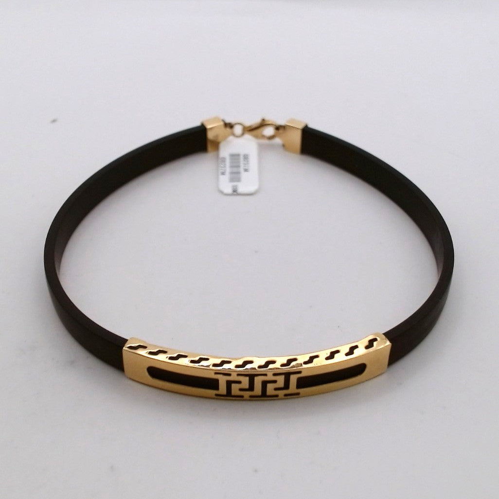 Men 18K Yellow Gold Rubber Bracelet
