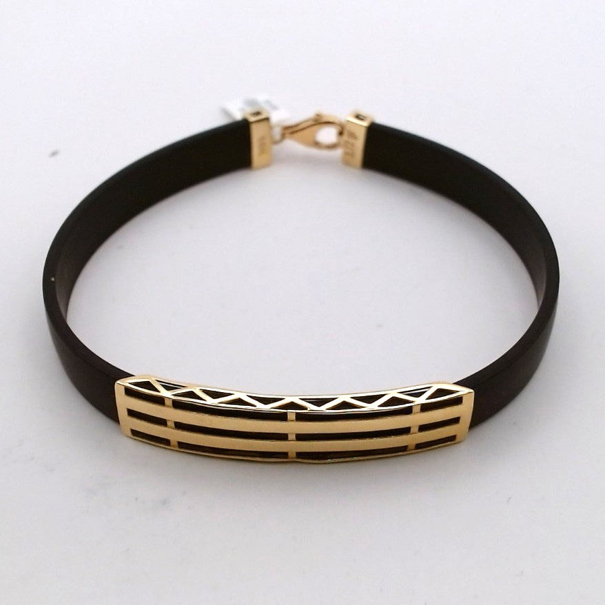 Men 18K Yellow Gold Rubber Bracelet