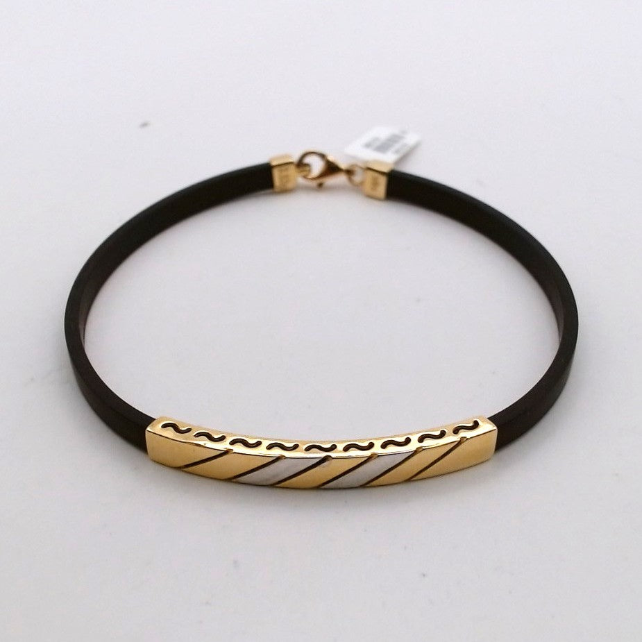 Men 18K Two Tone Gold Rubber Bracelet