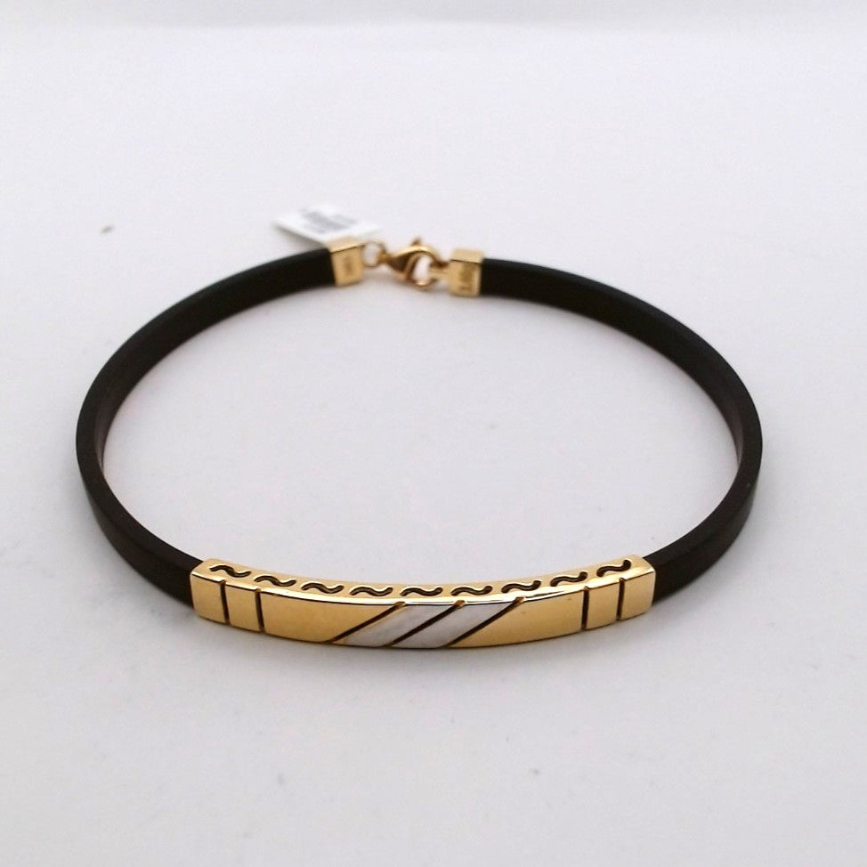 Men 18K Two Tone Gold Rubber Bracelet