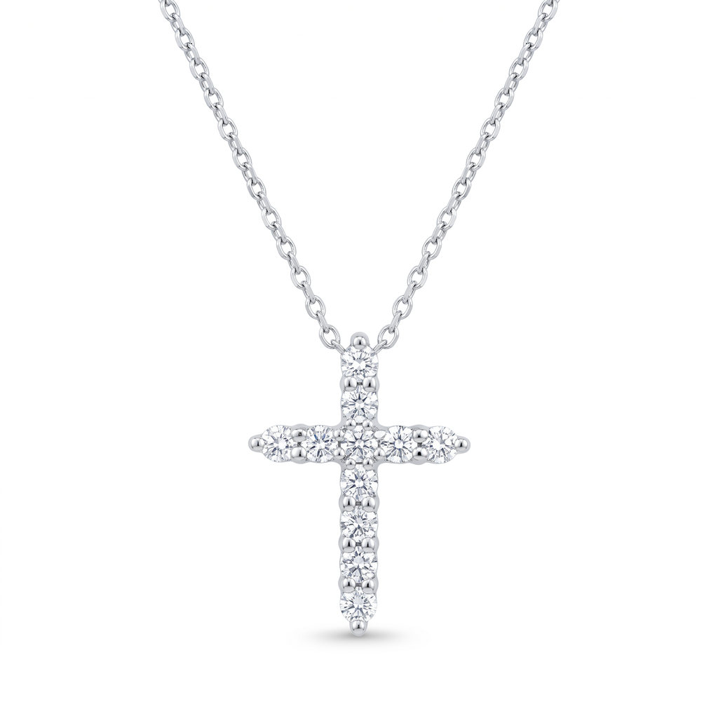 Diamond White Gold Cross Chain Necklace