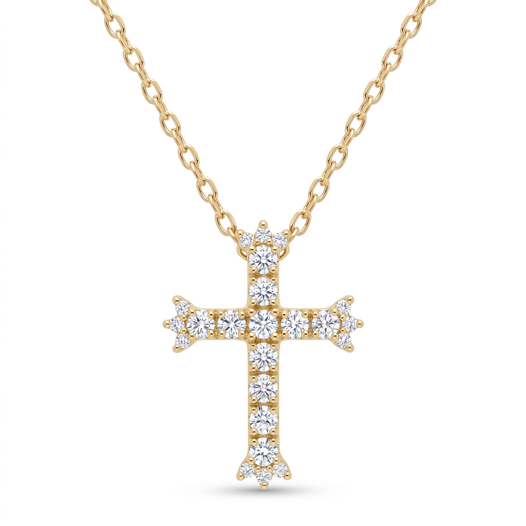 Diamond Yellow Gold Cross Necklace