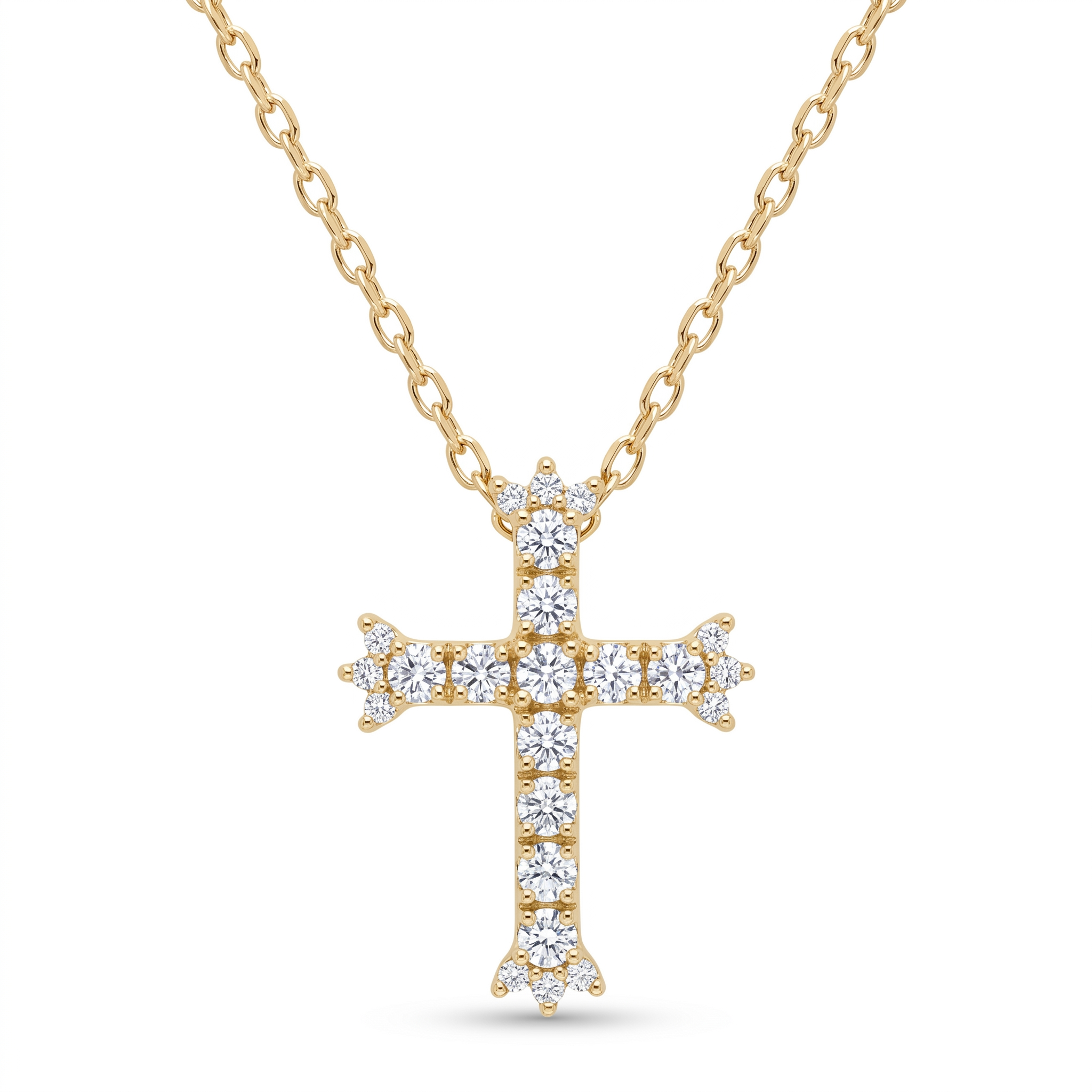 Diamond Yellow Gold Cross Necklace