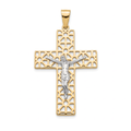 18K Two Tone Gold Crucifix Pendant
