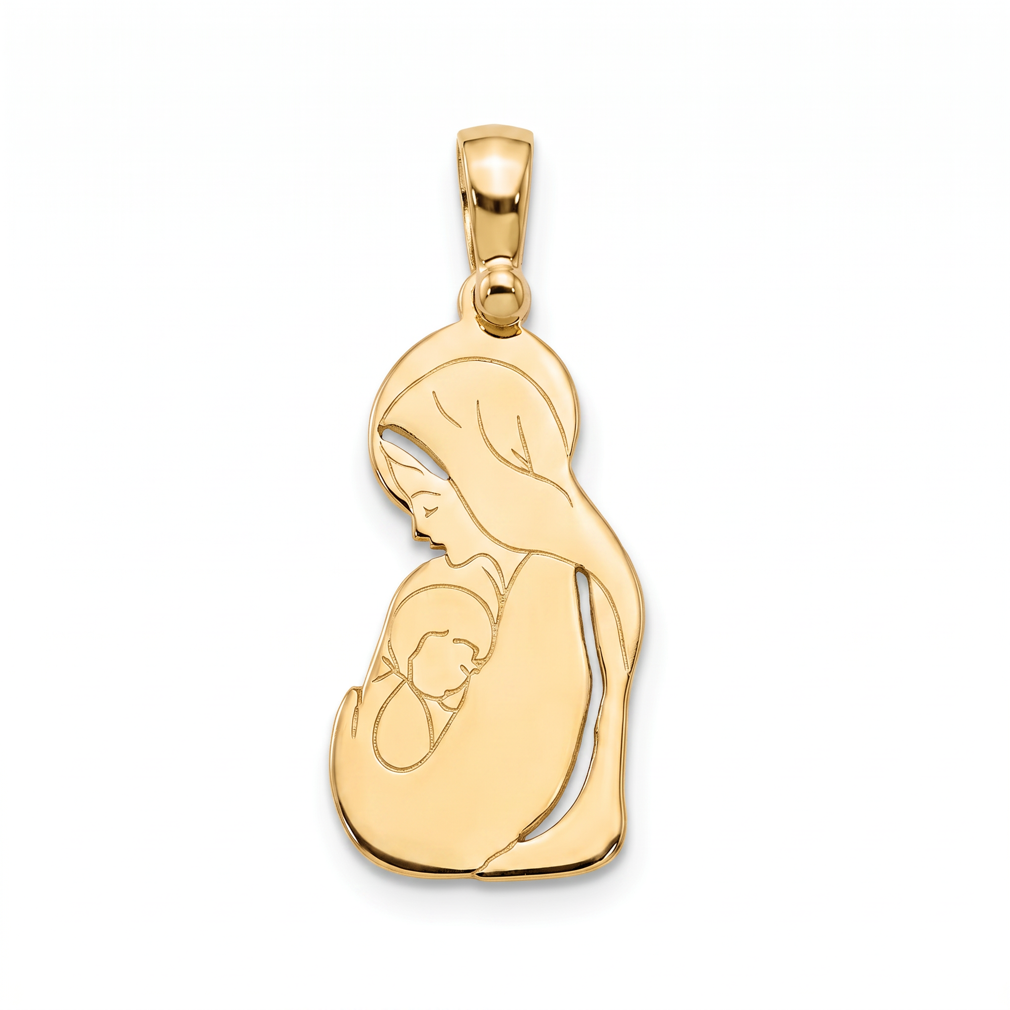 18K Yellow Gold St Mary & Jesus Icon Pendant