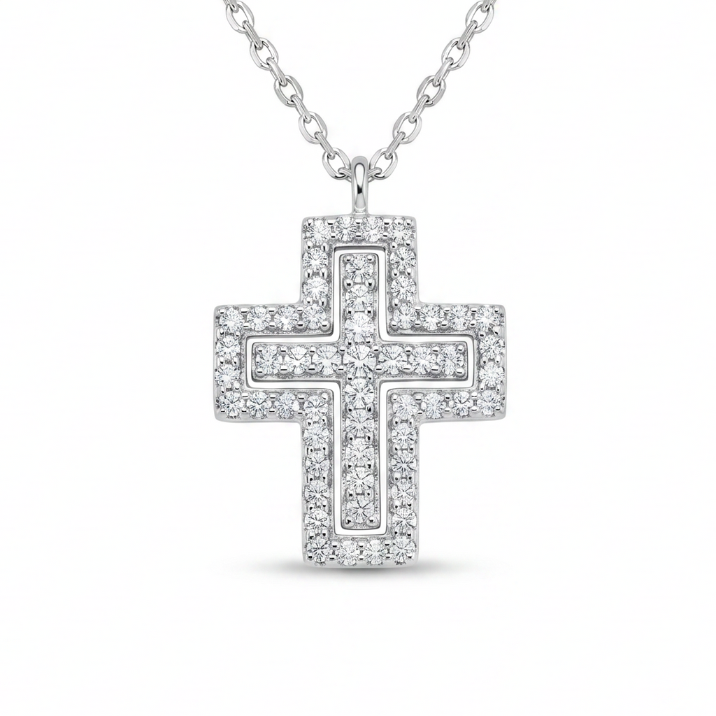 Diamond White Gold Cross Necklace